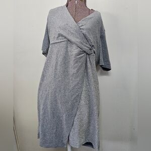 Serra Women's Shimmer Knot Front Faux-Wrap Silver Dress Size XL